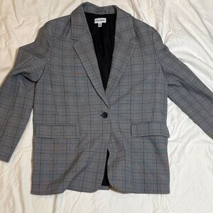 Steve Madden Blue, Black, and Gray Checkered Blazer